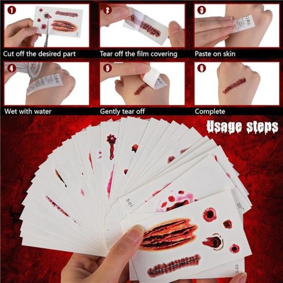 Halloween Butcher Costume Set- Cooking Chef Apron Gloves Prop Knife Tattoo - Picture 3 of 7